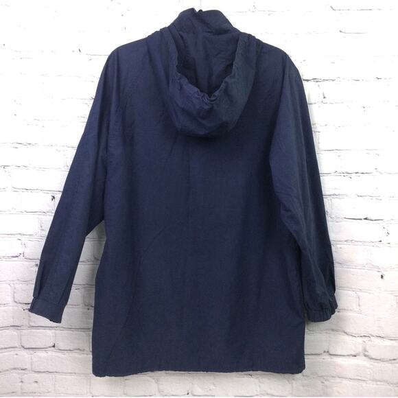 London Fog Hooded Minimalist Preppy Lightweight Casual Blue Full Zip Coat Size 8 - Picture 4 of 11
